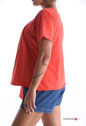 short sleeve crew neck asymmetrical Cotton T-shirt - ph 3