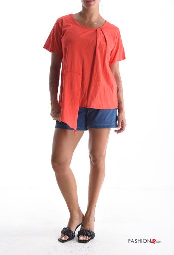short sleeve crew neck asymmetrical Cotton T-shirt - ph 5