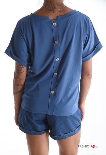 short sleeve crew neck T-shirt with buttons - ph 2