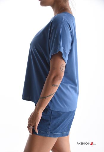 short sleeve crew neck T-shirt with buttons - ph 3