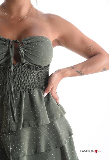 Scamiciato corto con elastico con corda con balze con strass - ph 4