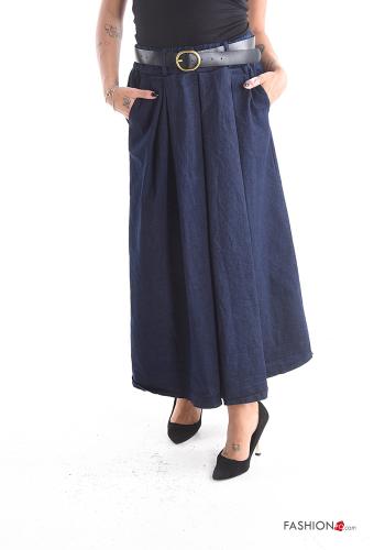 Gonna in Cotone denim con cintura con tasche