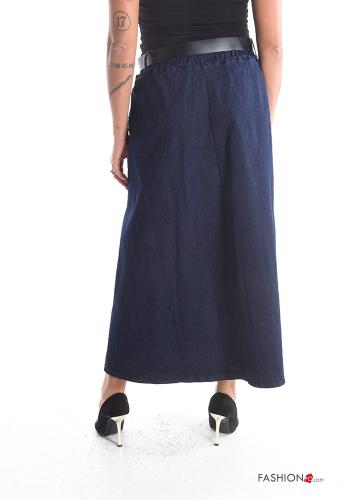 Gonna in Cotone denim con cintura con tasche - ph 2