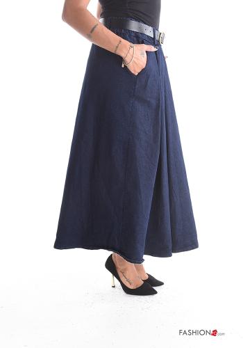 Gonna in Cotone denim con cintura con tasche - ph 3