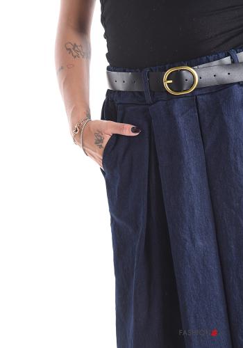 Gonna in Cotone denim con cintura con tasche - ph 4