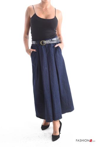Gonna in Cotone denim con cintura con tasche - ph 5