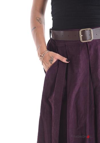 Saia em Algodão de veludo em jersey canelado com cinto com bolsos - ph 4