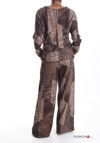 Ensemble coordonné Côtelé en Velours wide leg Imprimé animalier avec poches - ph 2