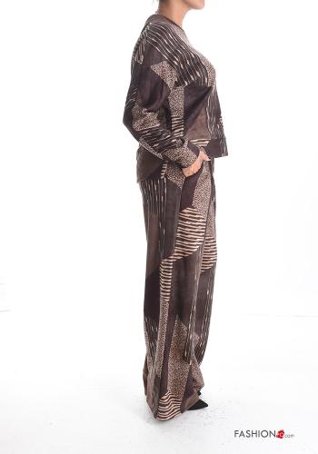 Ensemble coordonné Côtelé en Velours wide leg Imprimé animalier avec poches - ph 3