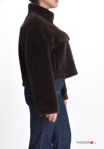 Giacca pelliccia sintetica senza fodera con tasche con zip - ph 3