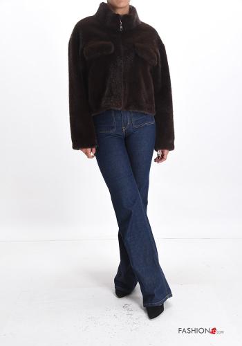 Giacca pelliccia sintetica senza fodera con tasche con zip - ph 5