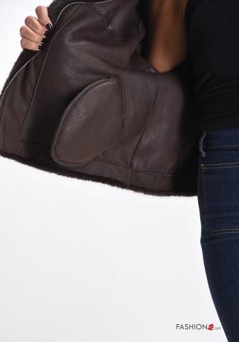 Giacca pelliccia sintetica senza fodera con tasche con zip - ph 6