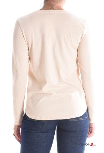 Cotton Long sleeved top with flounces with v-neck - ph 2