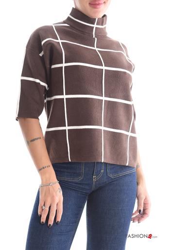 Tartan Sweater Rollneck 3/4 sleeve