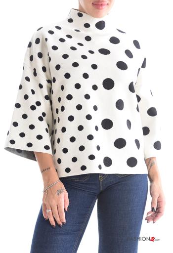 Polka-dot Sweater Rollneck 3/4 sleeve
