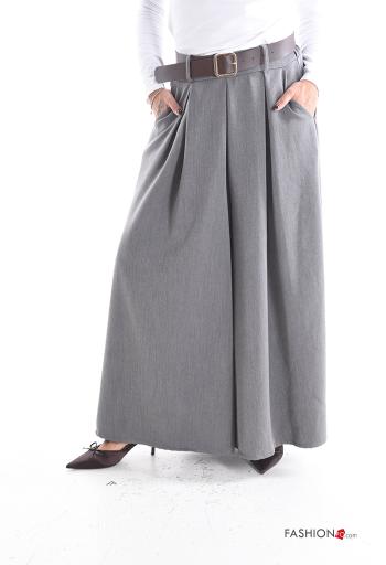 wide leg Hose mit Gürtel mit gummizug mit Taschen