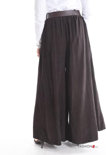 Pantalone in Cotone wide leg in velluto costine con cintura con tasche - ph 2