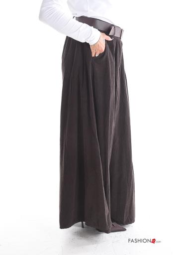 Pantalone in Cotone wide leg in velluto costine con cintura con tasche - ph 3