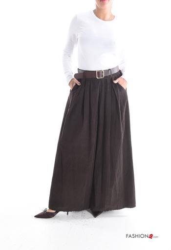 Pantalone in Cotone wide leg in velluto costine con cintura con tasche - ph 5