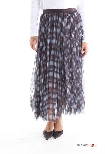 Tartan pleated tulle Skirt with lining with elastic - ph 1