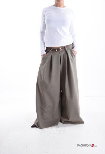 Pantalon wide leg avec ceinture avec poches - ph 5