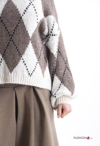 Pull en Mélange de Laine à Imprimé Géométrique - ph 4
