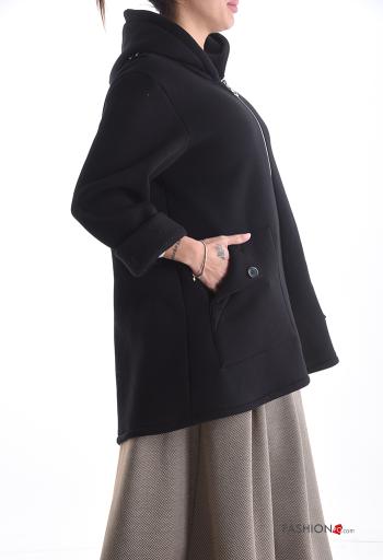 Veste en Coton molleton brossé avec poches à boutons à capuche avec fermeture éclair - ph 3