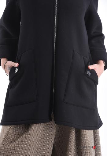 Veste en Coton molleton brossé avec poches à boutons à capuche avec fermeture éclair - ph 4