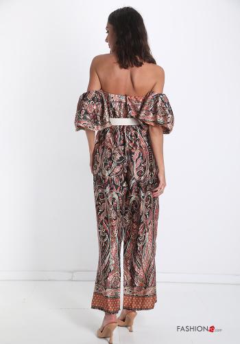Jumpsuit  con cintura con balze Fantasia jacquard - ph 2