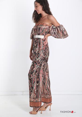 Jumpsuit  con cintura con balze Fantasia jacquard - ph 3