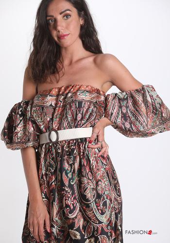 Jumpsuit  con cintura con balze Fantasia jacquard - ph 4