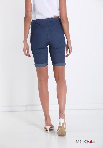 denim Cotton Bermuda with pockets with bow - ph 2