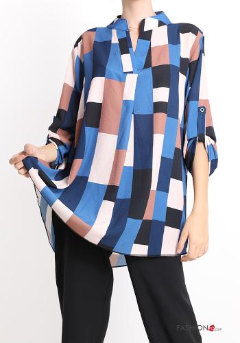 Geometric Patterned v-neck Blouse - ph 1