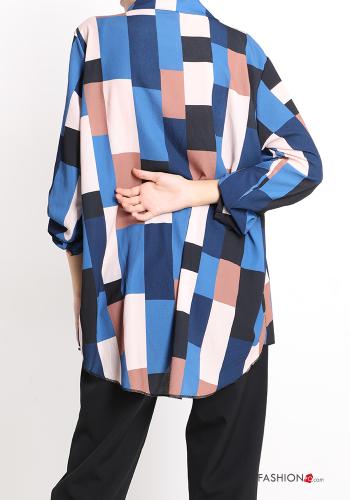 Geometric Patterned v-neck Blouse - ph 2