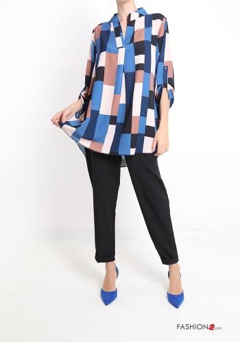 Geometric Patterned v-neck Blouse - ph 5