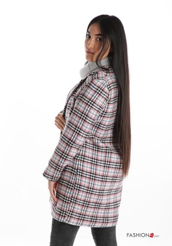 Manteau en Mélange de Laine  avec des boutons avec poches Motif tartan - ph 2