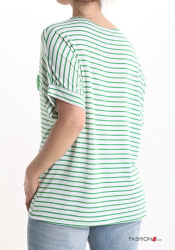 T-shirt às riscas gola V - ph 2