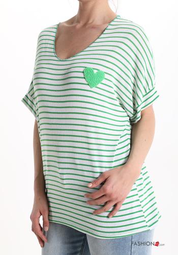 T-shirt às riscas gola V - ph 3
