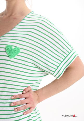 T-shirt às riscas gola V - ph 4