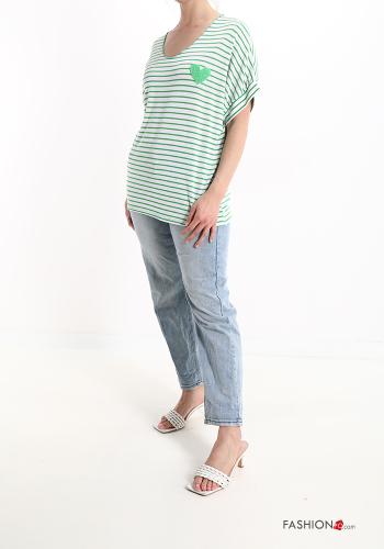 T-shirt às riscas gola V - ph 5
