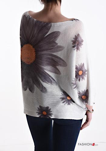 Floral Sweater 3/4 sleeve boat neckline - ph 2