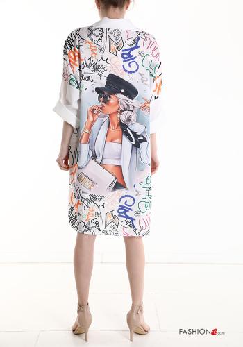 Vestido camisero por la rodilla Patrones de escritura manga tres cuartos - ph 2