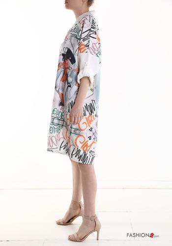 Vestido camisero por la rodilla Patrones de escritura manga tres cuartos - ph 3