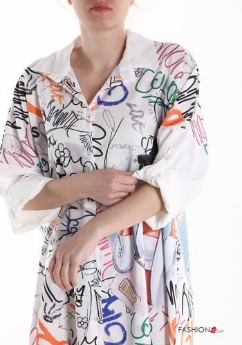 Vestido camisero por la rodilla Patrones de escritura manga tres cuartos - ph 4