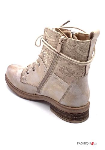 Kunstleder Spitze- Springerstiefel mit Reißverschluss - ph 4