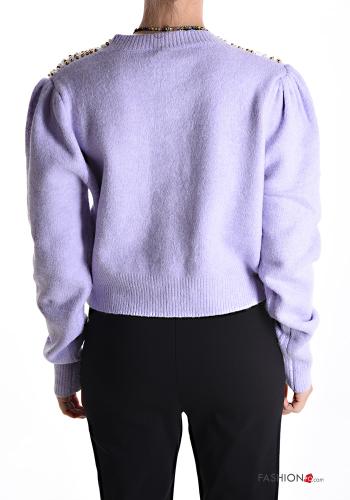 crew neck Cardigan with buttons with rhinestones - ph 2