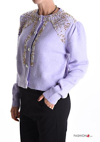 crew neck Cardigan with buttons with rhinestones - ph 3