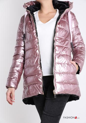 reversible faux fur Fur Puffer Jacket with pockets with hood with zip - ph 1