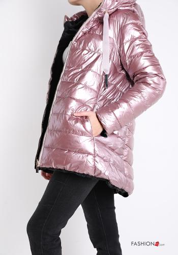 reversible faux fur Fur Puffer Jacket with pockets with hood with zip - ph 3