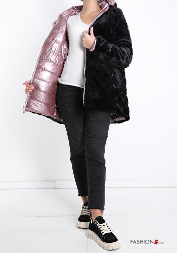 reversible faux fur Fur Puffer Jacket with pockets with hood with zip - ph 6